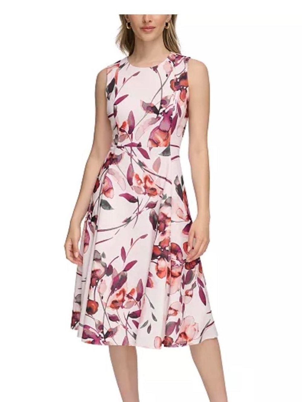 Calvin Klein Pink Floral Midi Dress - worn once! Size 6.